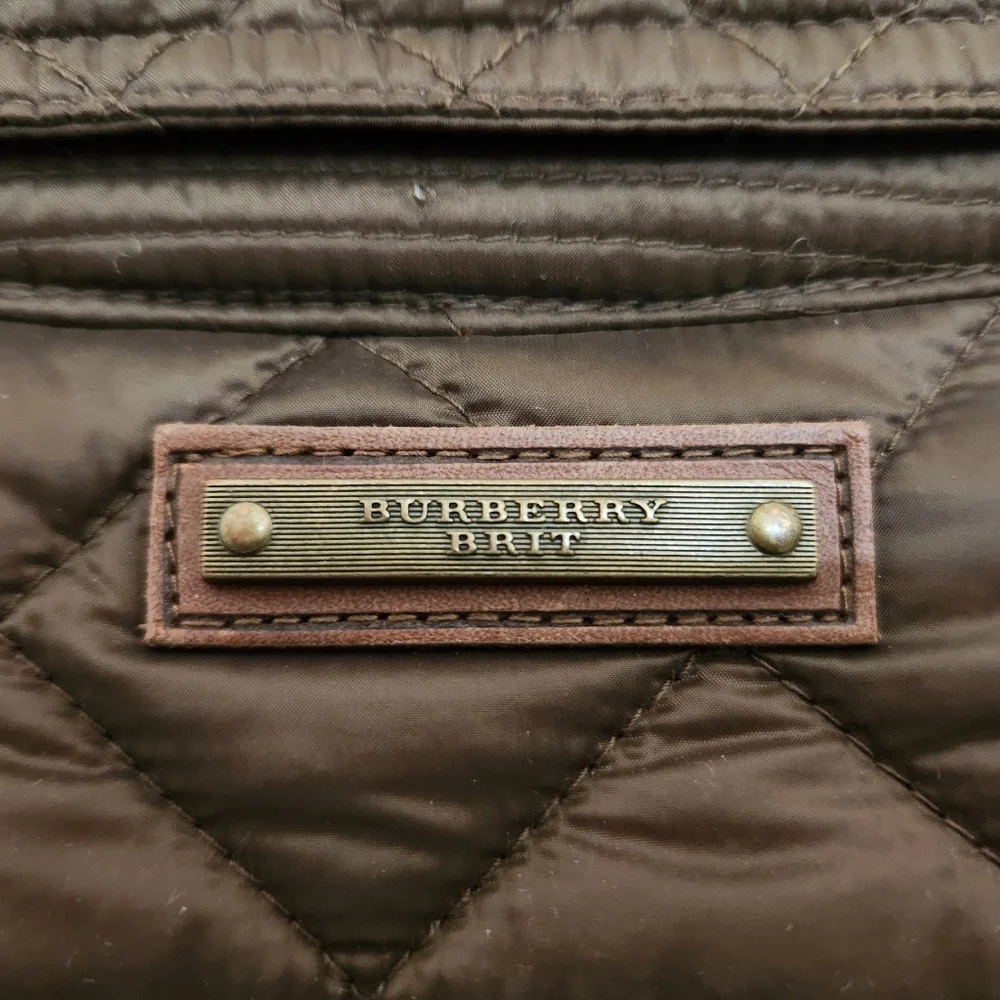 Burberry Brown Quilted Moto Jacket with classic Nova Check Lining. - Picture 4 of 7